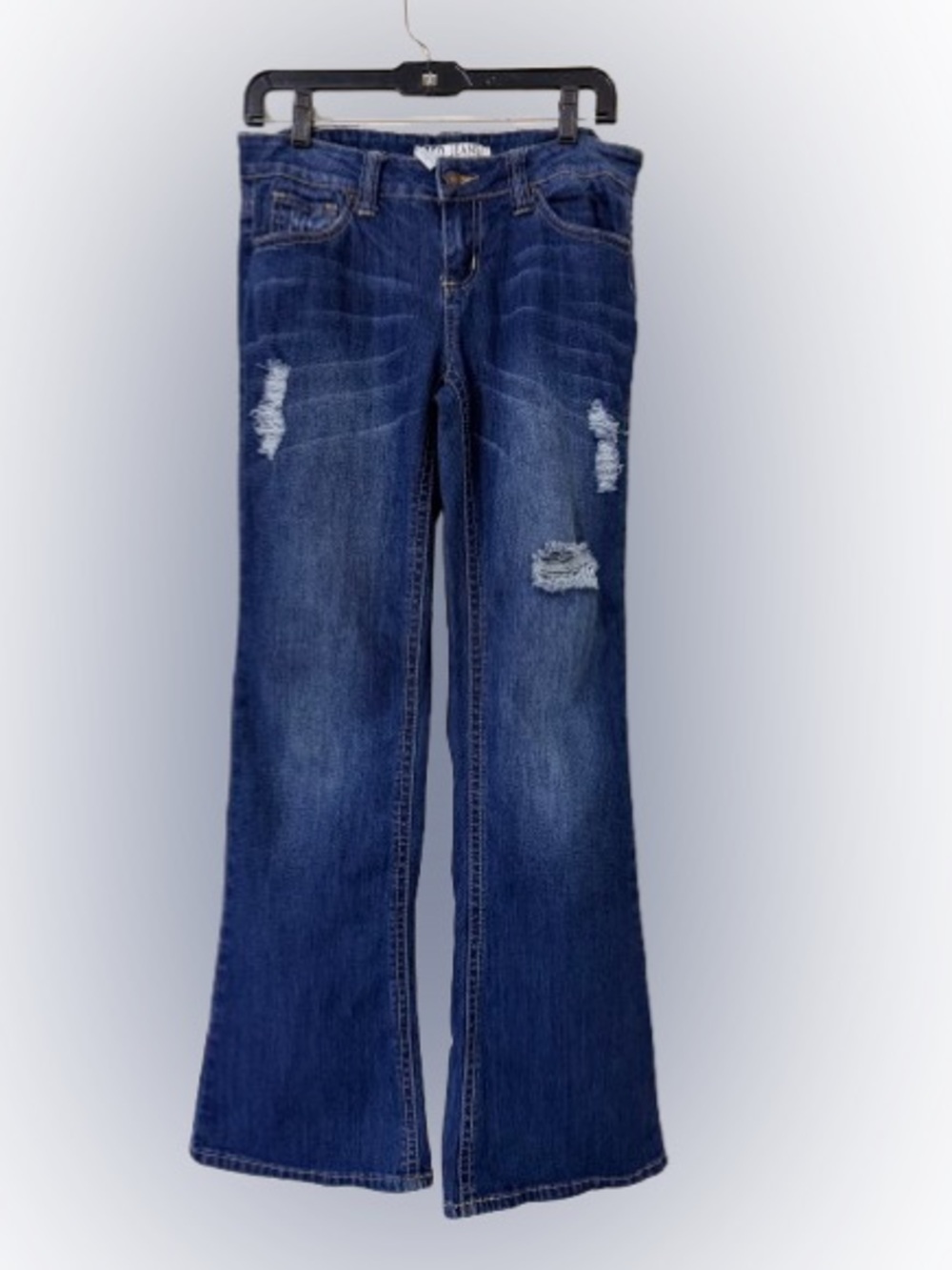 ZCO Jeans Women’s Size 7 Dark Wash Distressed Bootcut Flare Jeans 32” Inseam